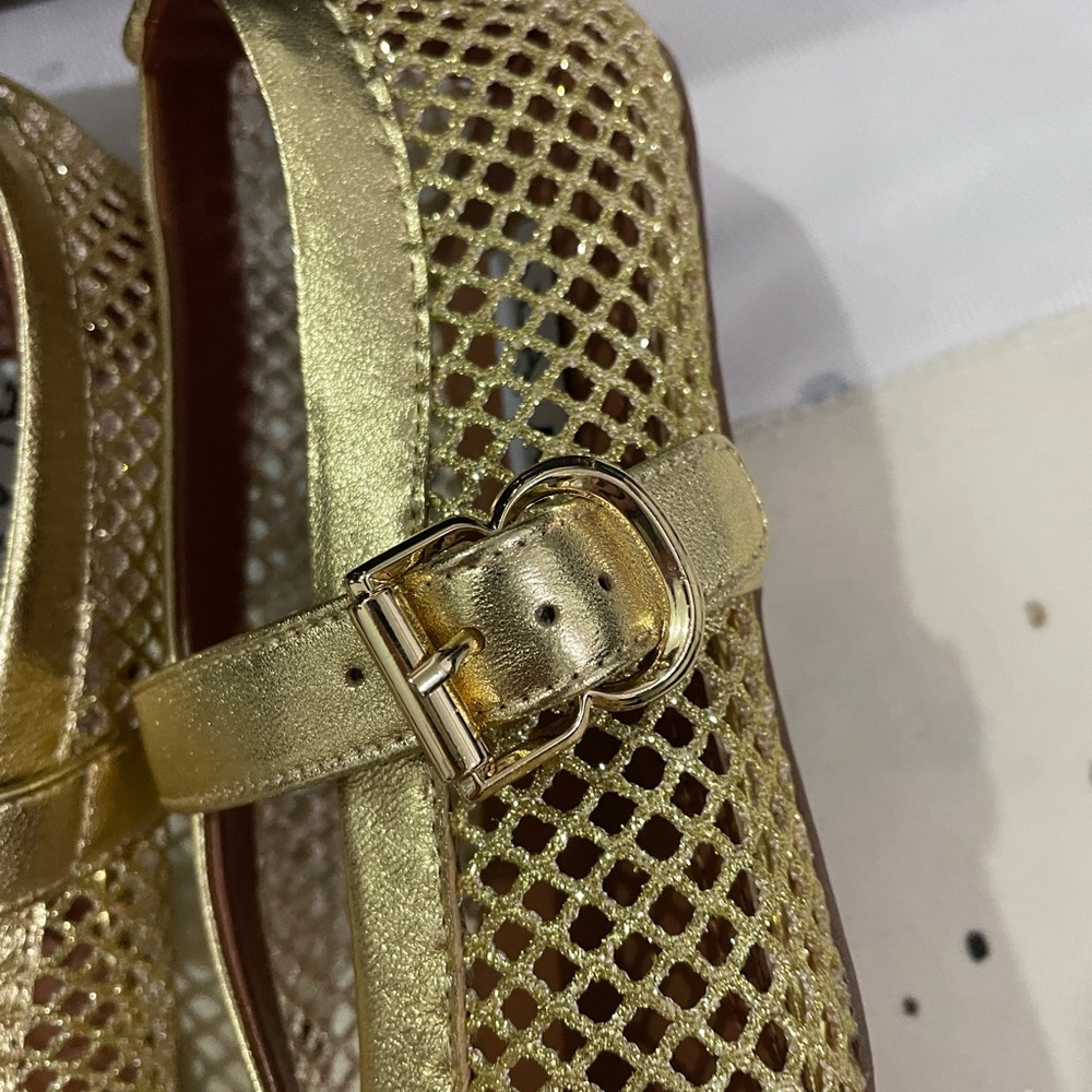 Alaïa Metallic Gold Mesh Mary Jane Shoes - Picture 7 of 12